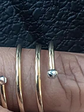 14k Gold Triple Spiral Ring with Bead Accent